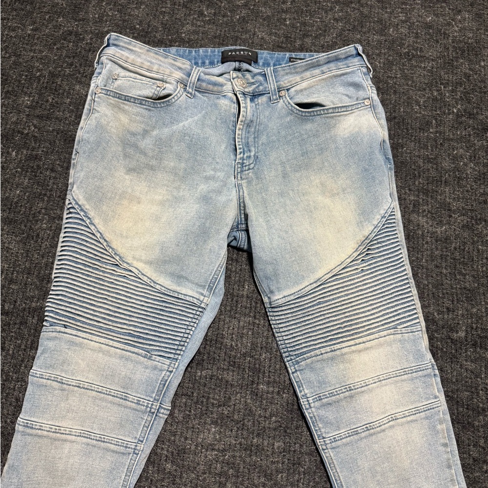 PacSun Light Blue Skinny Moto Jeans for Men